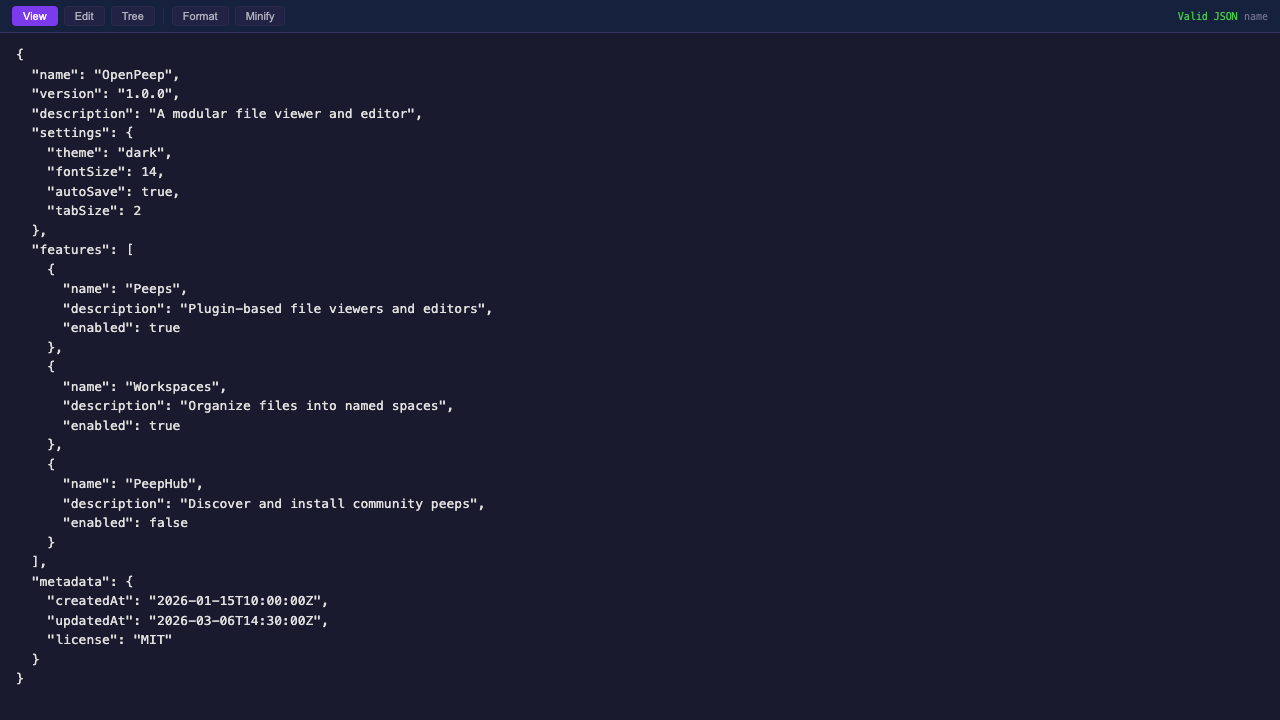 JSON Editor preview